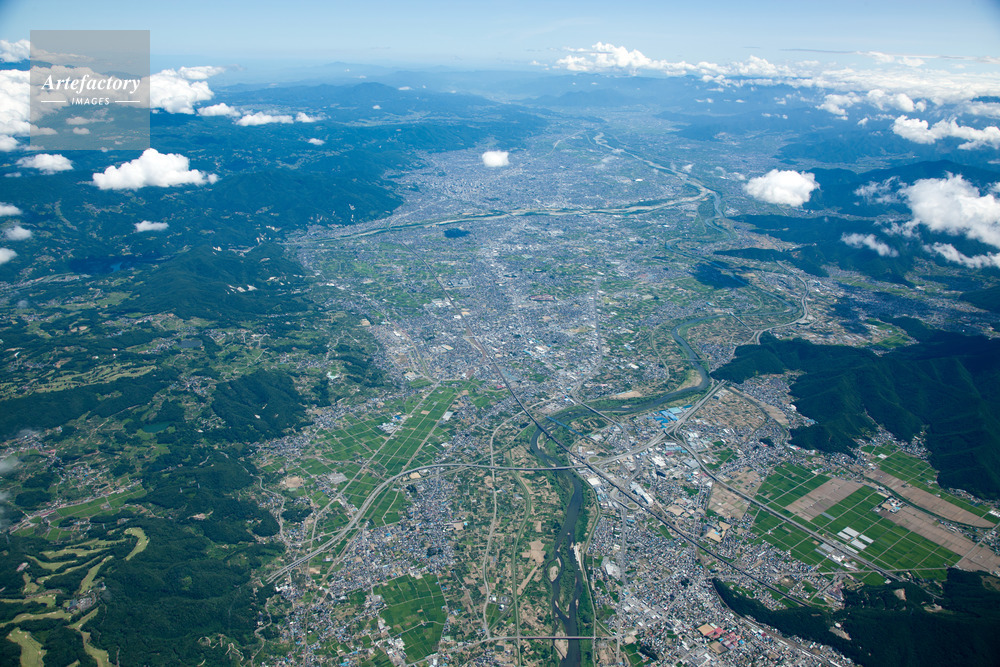 長野盆地 長野市街地3 500m 千曲市より長野市