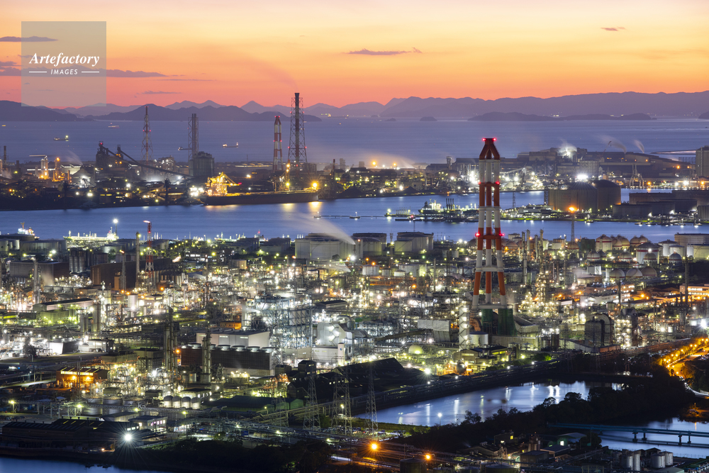 水島臨海工業地帯の夜景