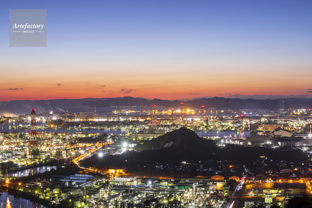 水島臨海工業地帯の夜景