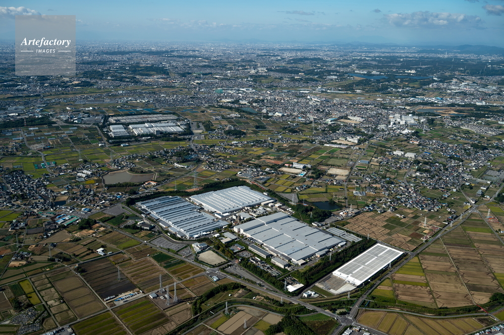 トヨタ自動車下山工場とトヨタ自動車明知工場より名古屋方面(自動車産業)